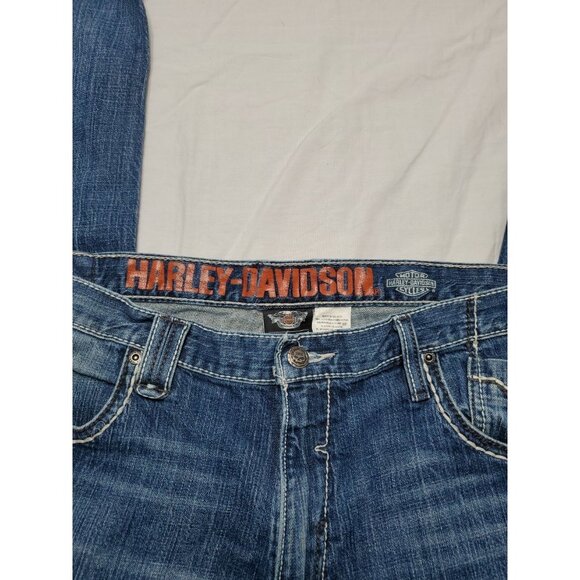 Harley Davidson Men's Jeans Medium Wash Straight Leg Boot Cut Biker Size 38x31 - Picture 6 of 16
